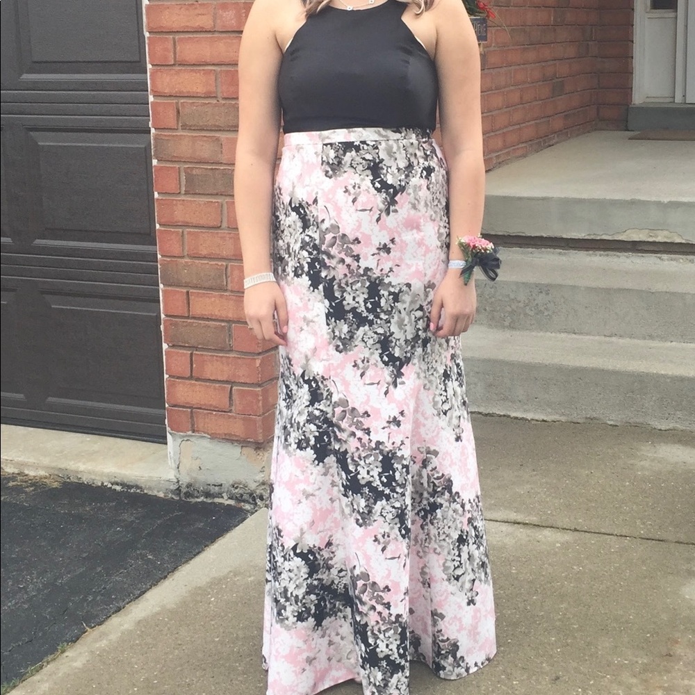 Two Piece Floral Prom Dress